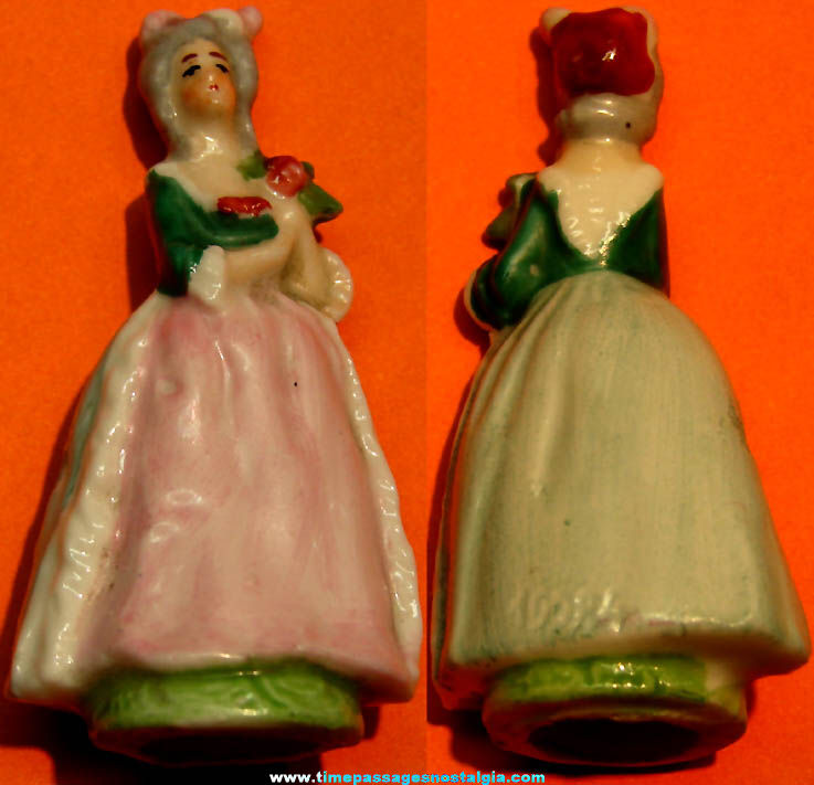 Colorful Old Miniature Victorian Lady Porcelain Figurine
