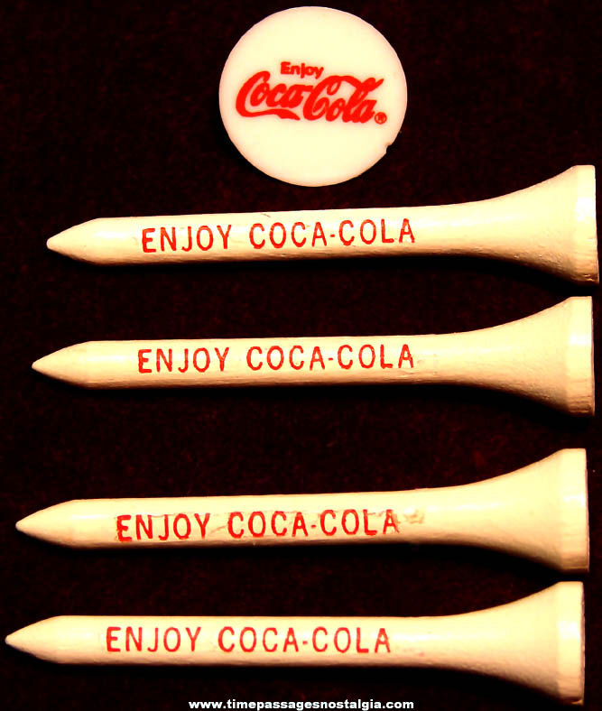 Coca Cola Advertising Premium Golf Ball Marker and Tee Set