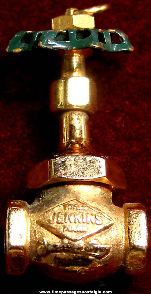 Old Jenkins Brass Valve Advertising Premium Miniature Pendant Charm