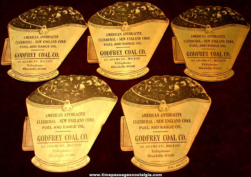 (5) Old Godfrey Coal Company Advertising Premium Sewing Needle Cards