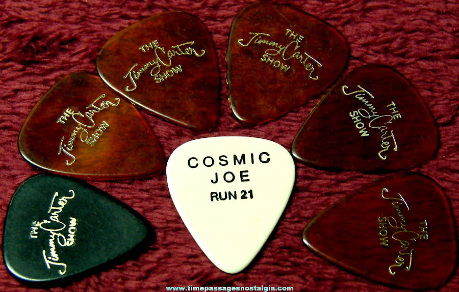 (7) Old Jimmy Carter Show Cosmic Joe & Run 21 Advertising Guitar Picks