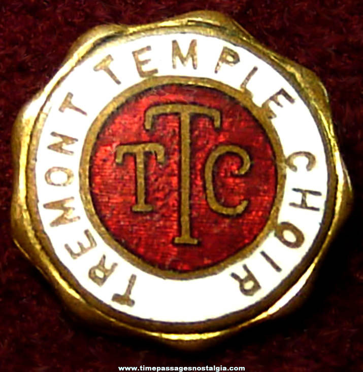 Small Old Enameled Tremont Temple Choir Advertising Member Pin