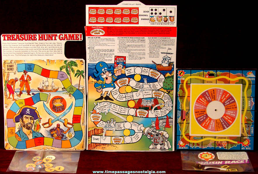 (3) Different Colorful Old Cereal Box Back Games