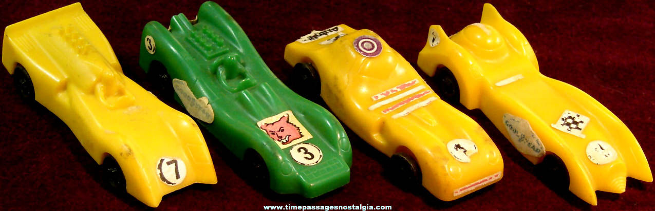 (4) Old Cereal Box Prize Plastic Toy Race Cars