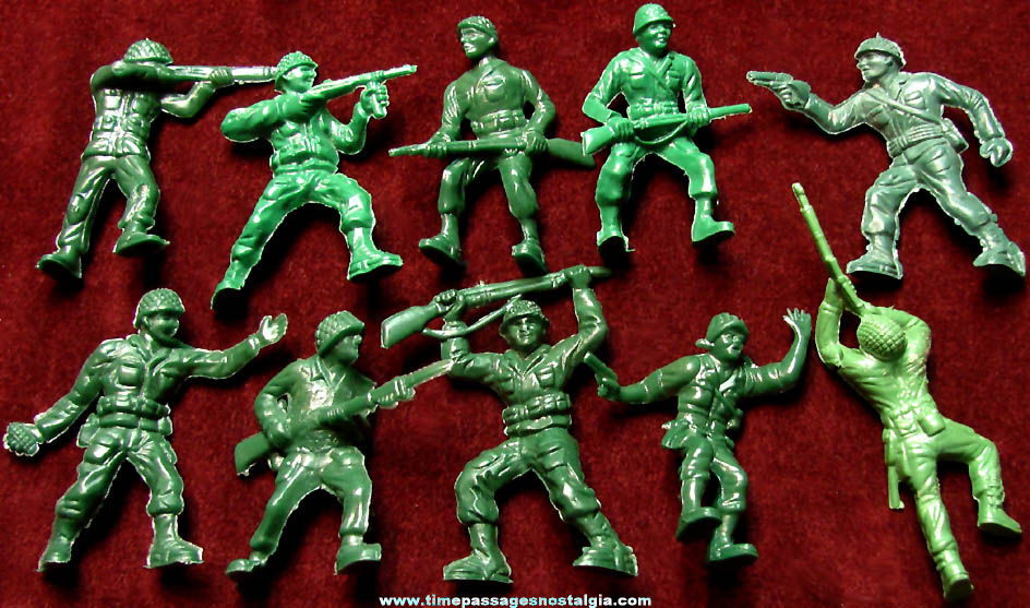 (10) Different 1957 Kellogg’s Cereal Prize U.S. Army Soldier Play Set Toy Figures