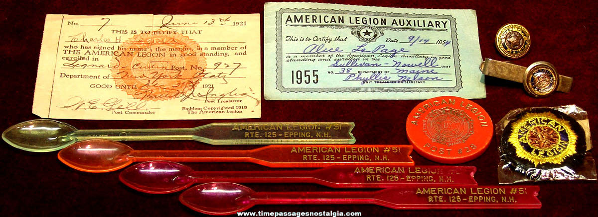 (10) Small Old American Legion Organization Advertising Items