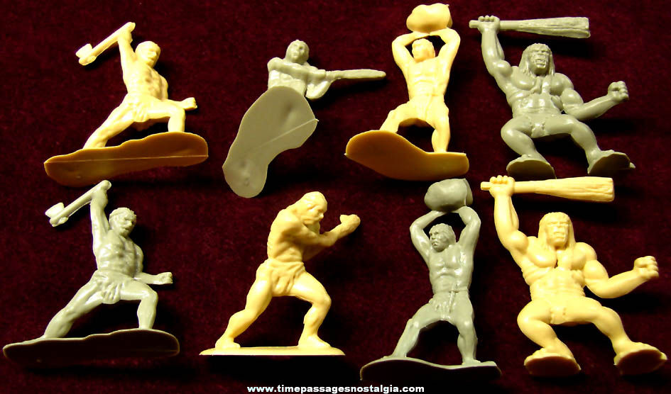 (8) Old Timmee Caveman Plastic Toy Play Set Figures