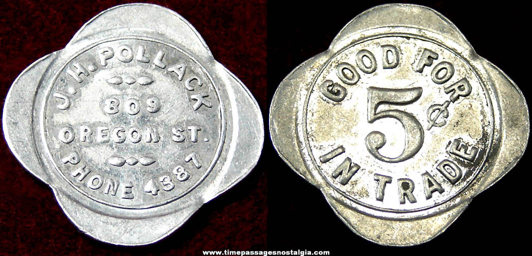 Old J. H. Pollack Advertising Good For Token Coin