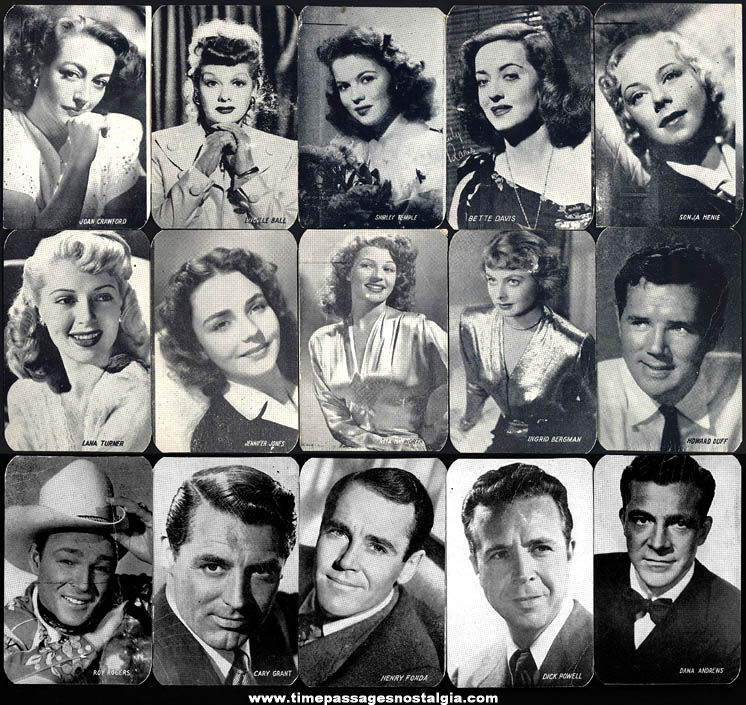 (15) Different Old Hollywood Movie Star Actress & Actor Wallet Size Picture Cards