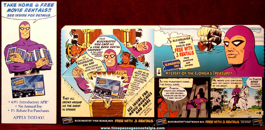 Unused 1996 Phantom Movie Blockbuster Bonus Box and Brochure