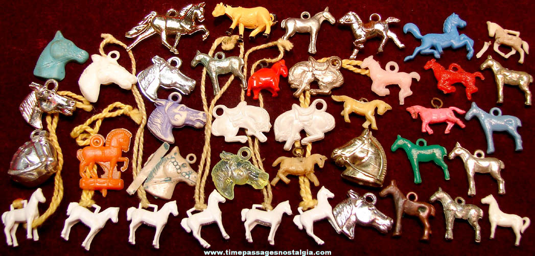 (40) Old Miniature Gum Ball Machine Toy Prize Horse Charms and Figures
