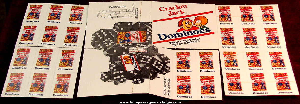 Old Unused Cracker Jack Pop Corn Confection Larger Dominoes Game Tub Prize