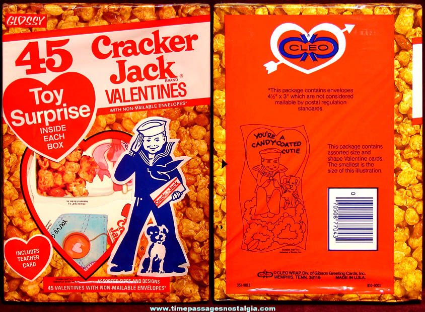 Old Unopened Package of (45) Cracker Jack Advertising Valentine Greeting Cards with Prize