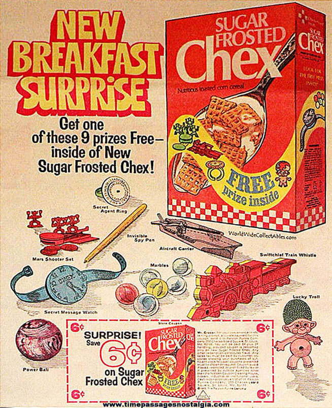 1969 Ralston Sugar Frosted Chex Cereal Mars Shooter Set Toy Prize