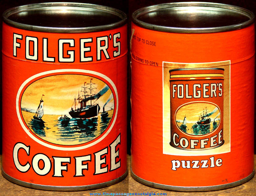Colorful Unopened Folger’s Coffee Can Advertising Premium Jig Saw Puzzle