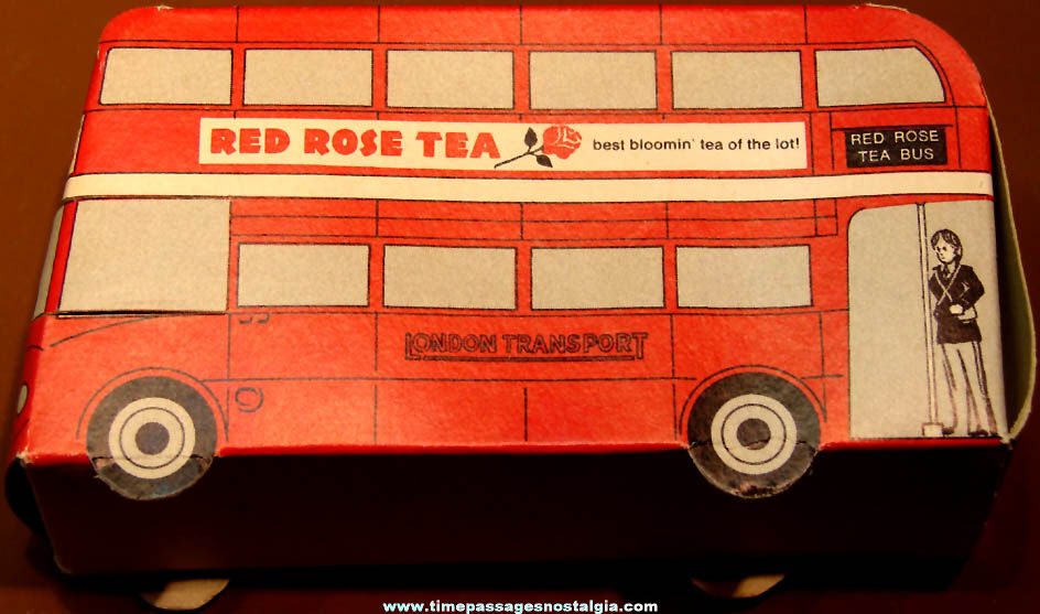 Expo67 World’s Fair Red Rose Tea & Coffee Advertising Premium Toy Cardboard Bus