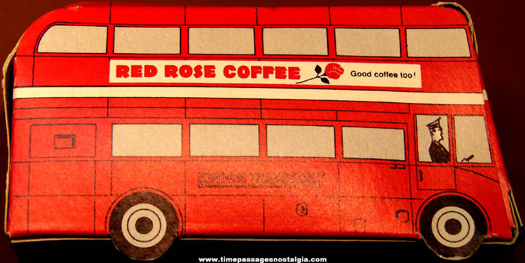 Expo67 World’s Fair Red Rose Tea & Coffee Advertising Premium Toy Cardboard Bus