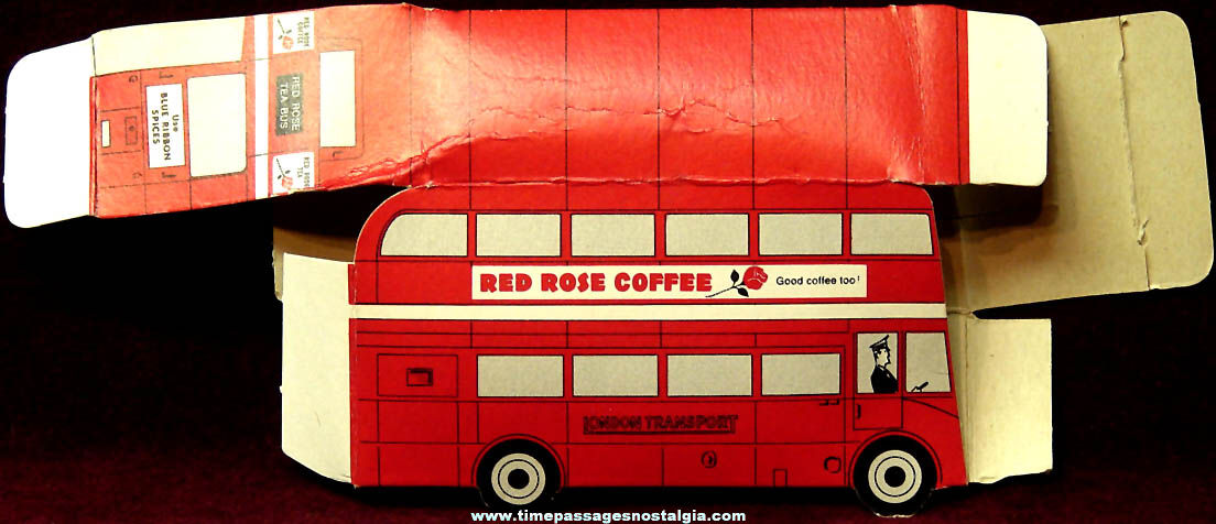 Expo67 World’s Fair Red Rose Tea & Coffee Advertising Premium Toy Cardboard Bus