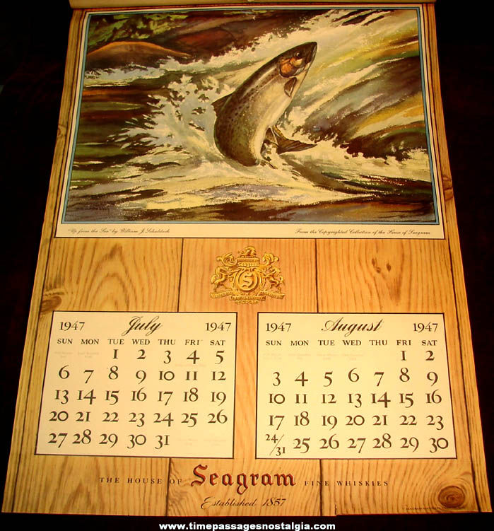 1947 & 1948 Seagram Whiskey Advertising Premium Calendars With Mailer