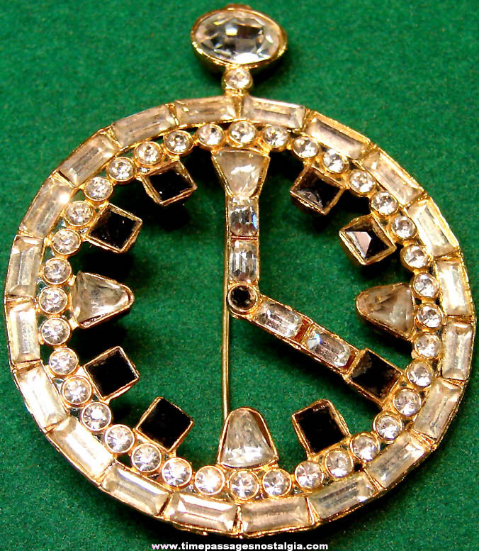 Large Pocket Watch Costume Jewelry Brooch Pin With Stones