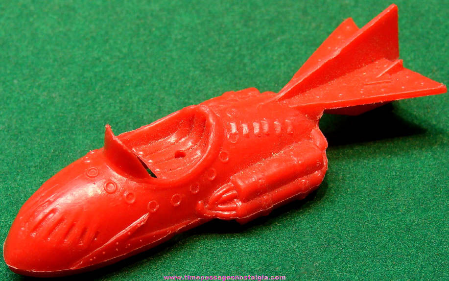 Old Miniature Novelty Red Plastic Toy Space Car