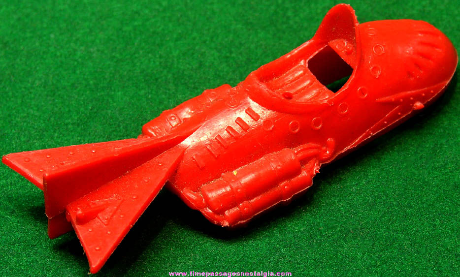 Old Miniature Novelty Red Plastic Toy Space Car
