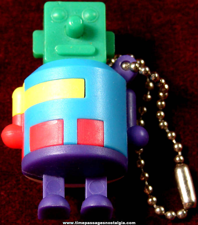 Colorful Old Miniature Plastic Toy Robot Puzzle Key Chain