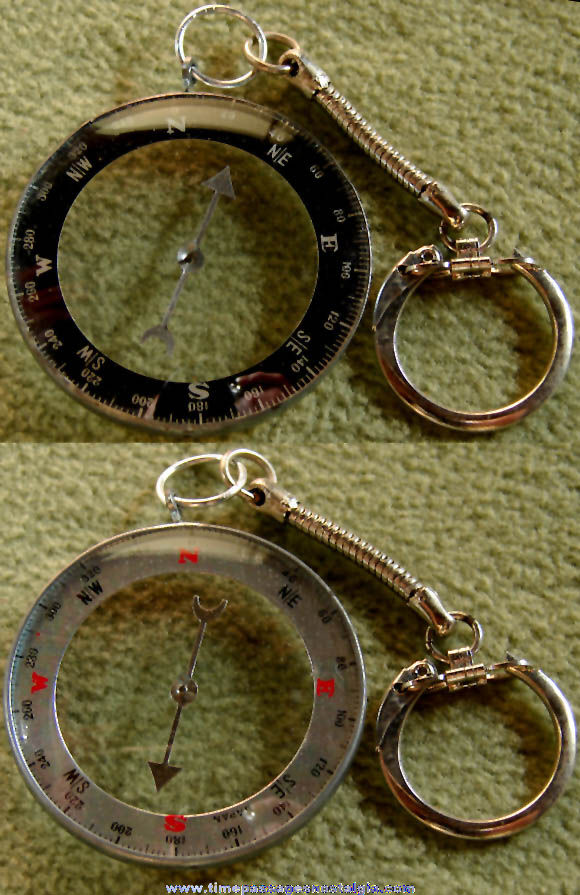 Old Two Sided Key Chain Compass