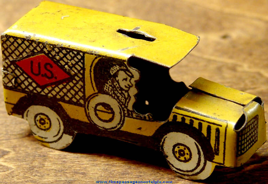 Colorful Old Miniature Lithographed Tin Toy Truck