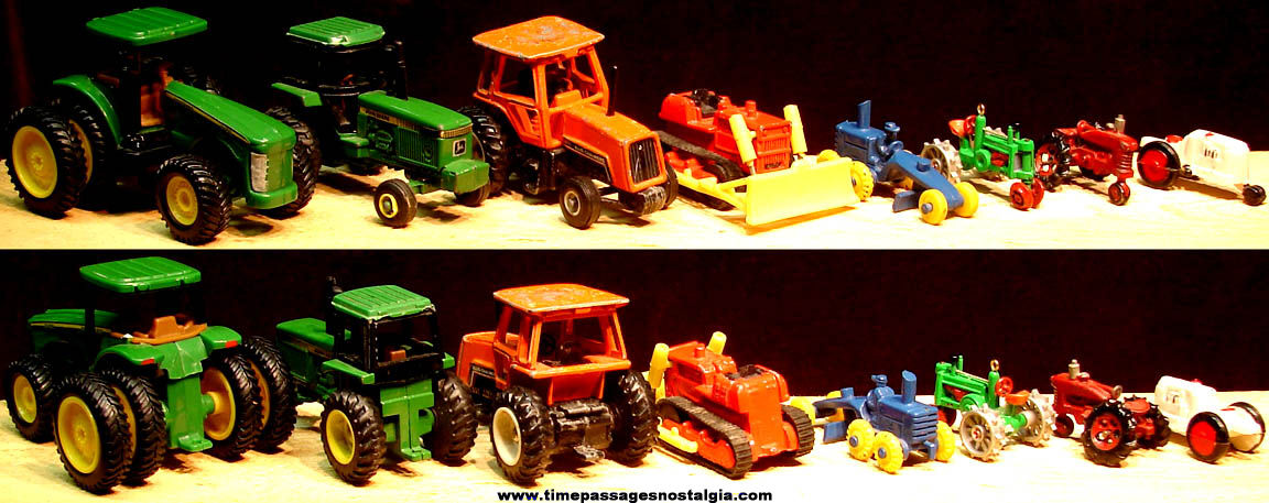 (8) Different Small & Miniature Metal & Plastic Toy Tractor Vehicles