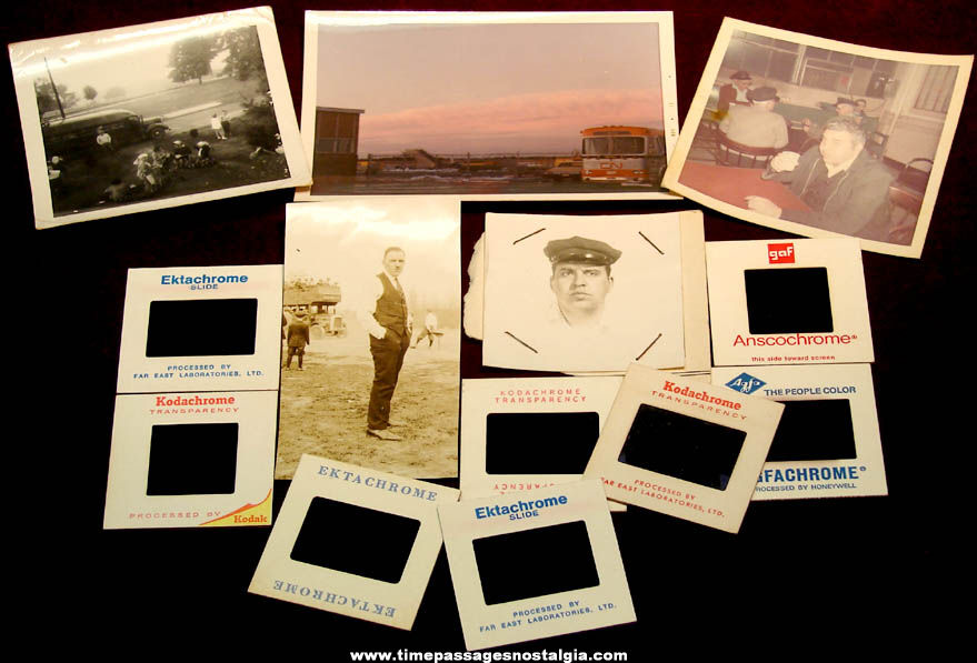 (13) Old Bus and Bus Driver Related Photographs and Photo Slides