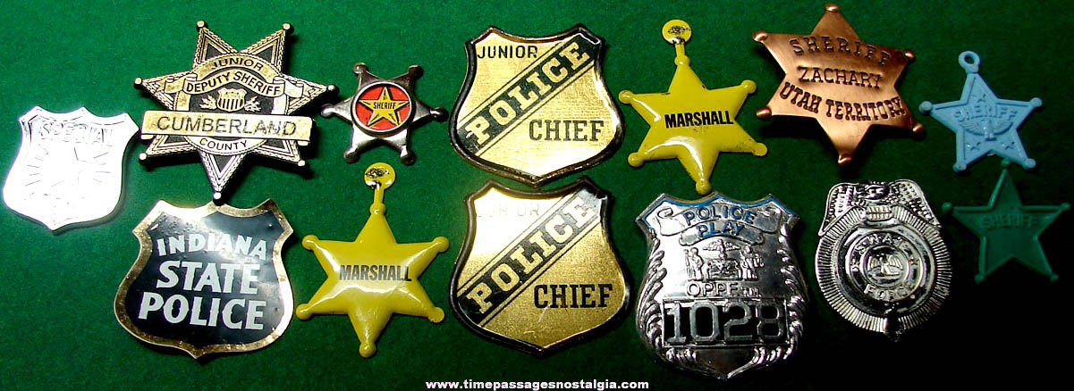 (13) Tin Metal Plastic & Paper Toy Police Badges