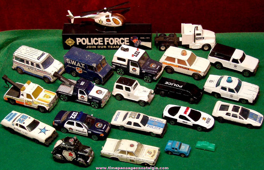 (22) Different Small Toy Police Cars Trucks & Helicopter Vehicles
