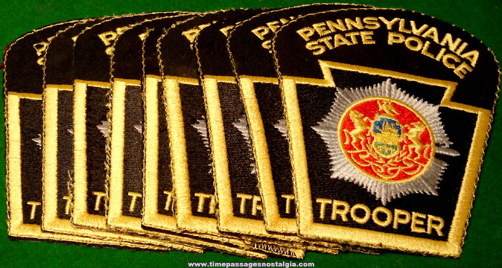 (9) Unused Pennsylvania State Police Trooper Embroidered Cloth Uniform Patches