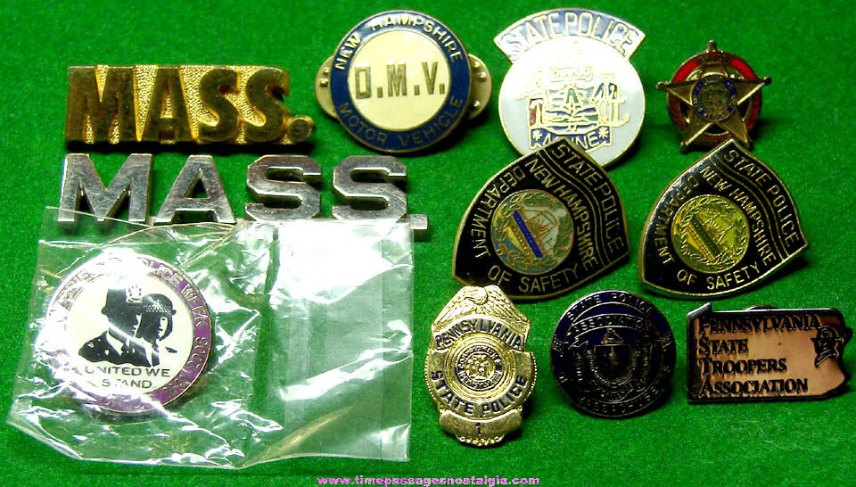 (11) Small Old Police Related Advertising Pins
