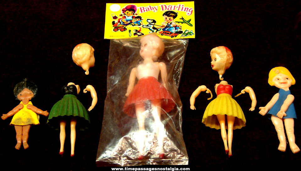 (5) Small Old Plastic Toy Dolls