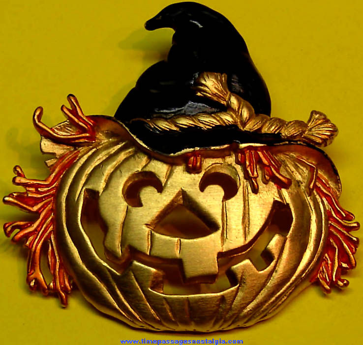 Halloween Holiday Jack O Lantern Witch Metal Costume Jewelry Pin