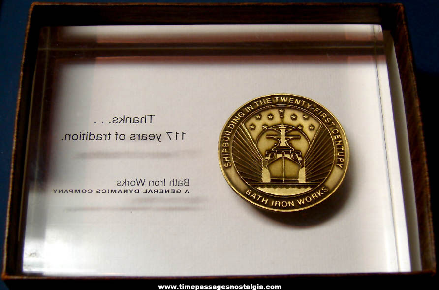 Boxed ©2001 United States Navy U.S.S. Mason DDG-87 Bath Iron Works Award With Medal