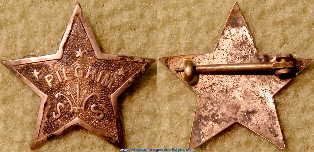 Old Christian Religion Star Shaped Pilgrim Sunday School Jewelry Pin