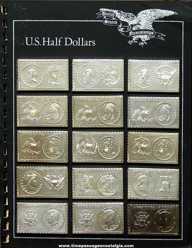 (15) Different 1975-1976 United States Half Dollar Coin Numistamps