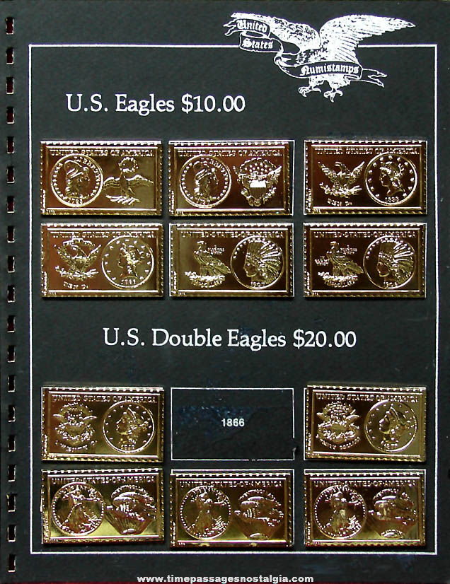 (11) Different 1980 United States Gold Eagle & Double Eagle Coin Numistamps
