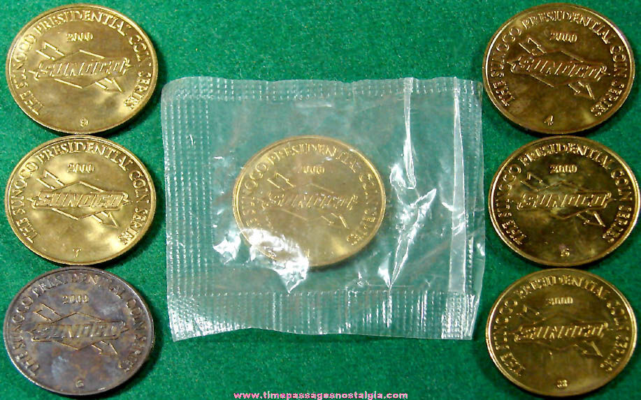 (7) Different 2000 Sunoco United States Presidential Coin Series Tokens