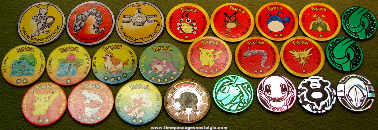 (24) Colorful Pokemon Nintendo Character Game Pog Pieces