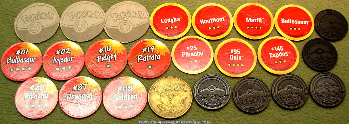 (24) Colorful Pokemon Nintendo Character Game Pog Pieces