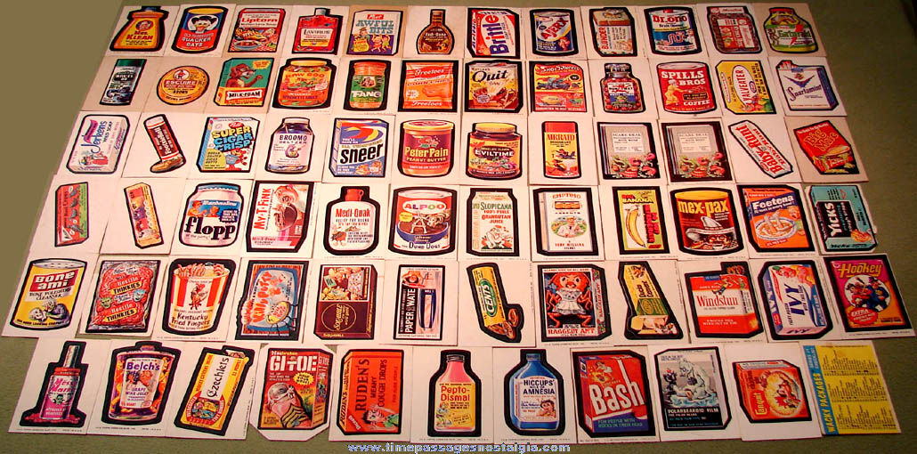 (71) Old Topps Wacky Packages Parody Advertising Sticker Trading Cards