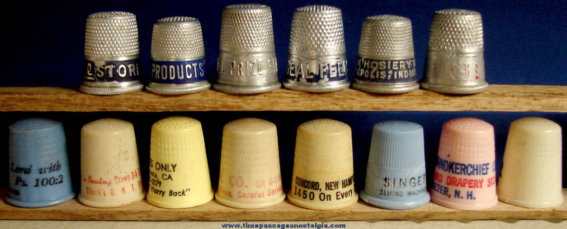 (14) Different Old Advertising Premium Sewing Thimbles