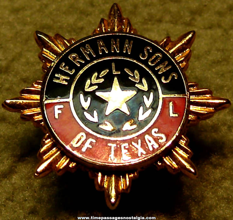 Enameled Hermann Sons of Texas Advertising Membership Pin