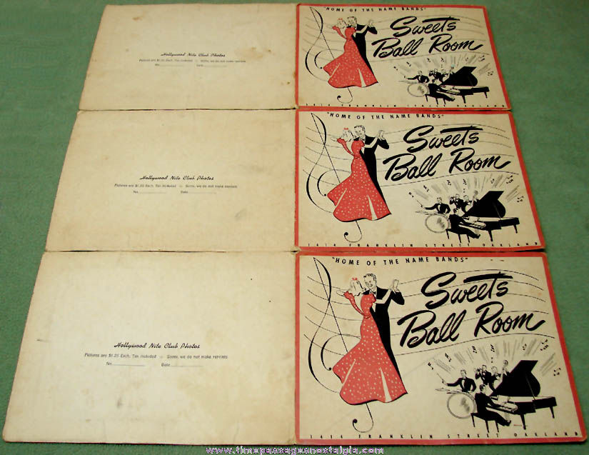 (3) 1946 Sweets Ball Room Advertising Souvenir Photograph Folders With U.S. Navy Sailors