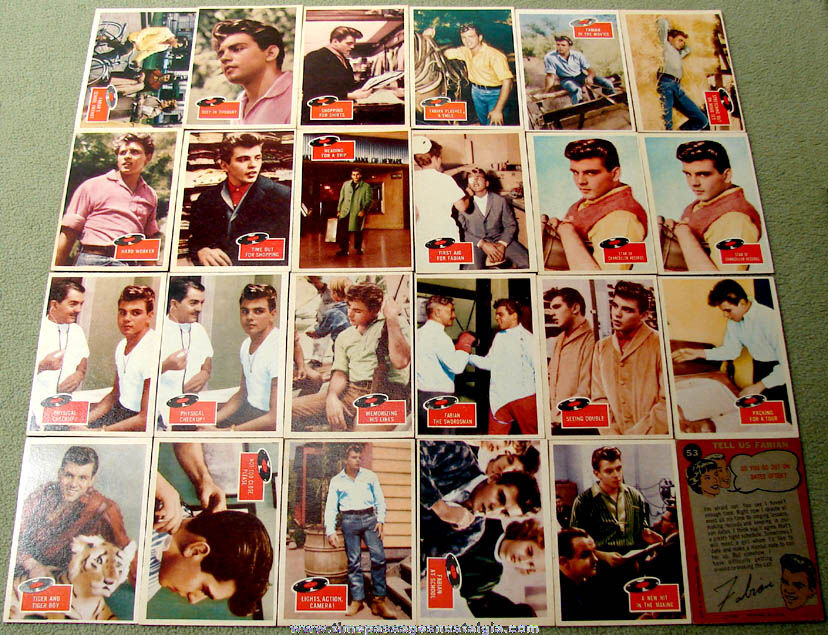 (24) Colorful 1959 Fabian Topps Bubble Gum Non Sports Trading Cards