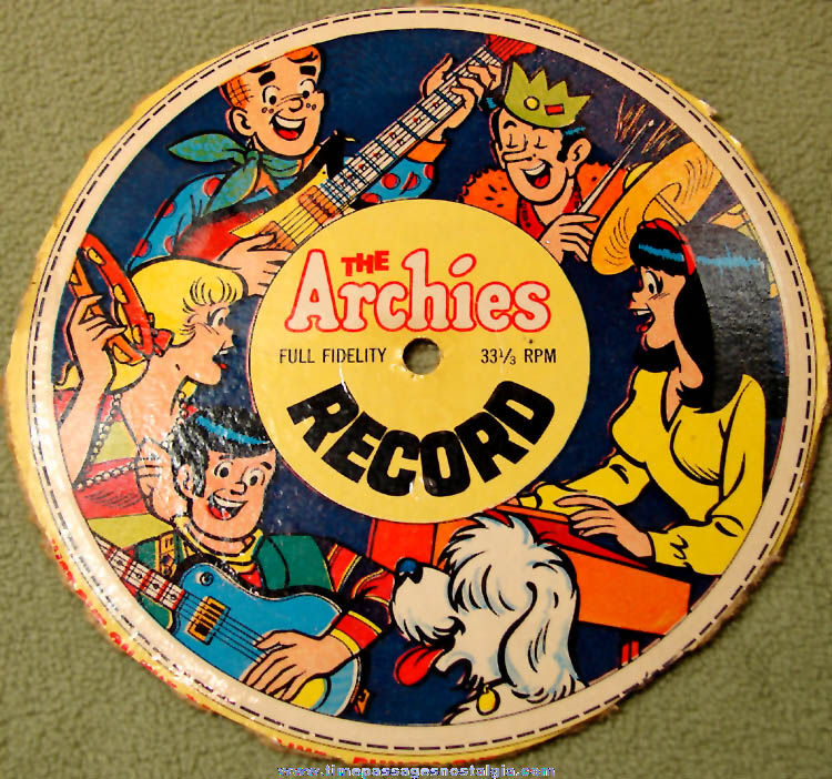 Colorful 1969 Post Super Sugar Crisp Cereal Archies Cereal Box Prize Record